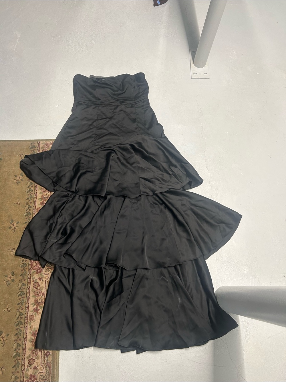 Lulu's Black Strapless Tiered Ruffle Prom Dress